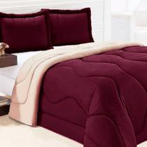 Kit Edredom de Malha 3 Peças Casa Dona Casal 240x220 Vermelho
