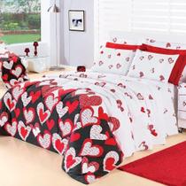 Kit Edredom Desire Casal Queen 5 Peças Percal 200 Fios 100% Algodão - Estampa Love Kit Edredom Desire Casal Queen 5 Peças Percal 200 Fios 100% Algodão - Estampa Love