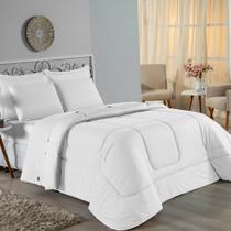 Kit Edredom Dupla Face + Jogo de Lençol King Nobre 7 peças Malha 100% Algodão - Branco