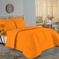 Kit Edredom Dupla Face + Jogo de Lençol Solteiro Nobre 4 peças Malha 100% Algodão - Laranja Kit Edredom Dupla Face + Jogo de Lençol Solteiro Nobre 4 peças Malha 100% Algodão - Laranja