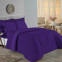 Kit Edredom Dupla Face + Jogo de Lençol Solteiro Nobre 4 peças Malha 100% Algodão - Roxo Kit Edredom Dupla Face + Jogo de Lençol Solteiro Nobre 4 peças Malha 100% Algodão - Roxo