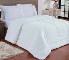 Kit Edredom Dupla Face Queen Malha 100% Algodão Branco