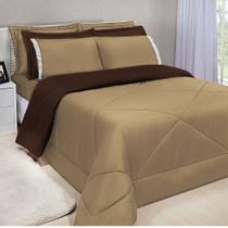 Kit Edredom Dupla Face Ternura Casal Padrão 6 Peças - Avelã e Marrom Kit Edredom Dupla Face Ternura Casal Padrão 6 Peças - Avelã e Marrom