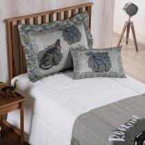 Kit Edredom e Jogo de Lençol Solteiro 4 Peças Dinos 300 Fios