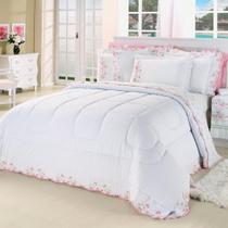 Kit Edredom Emozione Casal Queen 5 Peças Percal 200 Fios 100% Algodão Bordado - Branco Kit Edredom Emozione Casal Queen 5 Peças Percal 200 Fios 100% Algodão Bordado - Branco