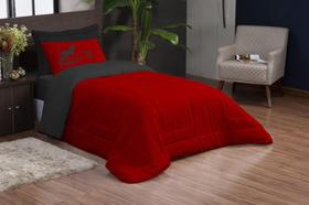 Kit edredom estampado solteiro 03 peças horse vermelho com preto Kit edredom estampado solteiro 03 peças horse vermelho com preto