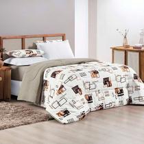 Kit Edredom Grace Queen 01 Peça 100% Algodão Dupla Face Extra Macio Estampado - Avelã