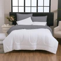 Kit Edredom Italiano 3 Peças 100% Algodão Dupla Face Cimento e Milk Casa Dona Kit Edredom Italiano 3 Peças 100% Algodão Dupla Face Cimento e Milk Casa Dona