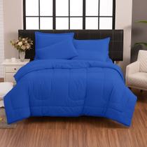 Kit Edredom Italiano Queen Casa Dona 3 Peças 200 Fios 100 Algodão Dupla Face Macio e Sofisticado Azul Kit Edredom Italiano Queen Casa Dona 3 Peças 200 Fios 100 Algodão Dupla Face Macio e Sofisticado Azul