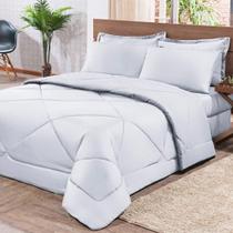 Kit Edredom + Jogo De Lençol Aconchego Look House Dupla Face Casal King 06 Peças - Branco Kit Edredom + Jogo De Lençol Aconchego Look House Dupla Face Casal King 06 Peças - Branco