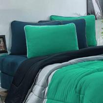 Kit Edredom + Jogo De Lençol Malha 100% Algodão 4 Peças Solteiro - Verde Jade-mescla-azul Petroleo Kit Edredom + Jogo De Lençol Malha 100% Algodão 4 Peças Solteiro - Verde Jade-mescla-azul Petroleo