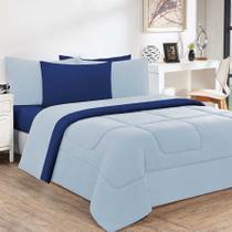 Kit Edredom + Jogo De Lençol Malha 100% Algodão Gran Moratta 5 Peças Solteiro - Azul Bebê/Azul Royal Kit Edredom + Jogo De Lençol Malha 100% Algodão Gran Moratta 5 Peças Solteiro - Azul Bebê/Azul Royal