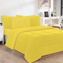 Kit Edredom + Jogo De Lençol Malha 100% Algodão Gran Moratta 7 Peças Queen - Amarelo/Amarelo Kit Edredom + Jogo De Lençol Malha 100% Algodão Gran Moratta 7 Peças Queen - Amarelo/Amarelo