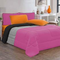 Kit Edredom + Jogo De Lençol Malha 100% Algodão Urbano 6 Peças King - Pink-mescla-laranja. Kit Edredom + Jogo De Lençol Malha 100% Algodão Urbano 6 Peças King - Pink-mescla-laranja.