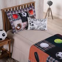 Kit Edredom + Jogo de Lençol Solteiro 4 Peças Esportes
