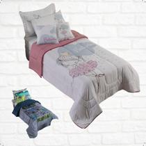 Kit Edredom Juvenil Bailarina Hipercal 400 Fios 5 Pçs Macio Dupla Face Estampado - RG Shops