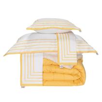 Kit Edredom King Coberdrom Soft Hipercal/sherpa 5 Peças - Amarelo Kit Edredom King Coberdrom Soft Hipercal/sherpa 5 Peças - Amarelo