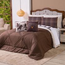 Kit Edredom KING Country com Almofadas Estampadas 07 Peças - Dupla Face Percal 300 Fios