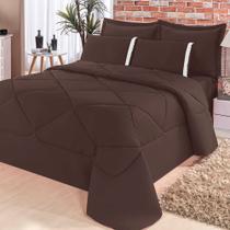 Kit Edredom + Lençol Aconchego Dupla Face Casal King 6 Pçs - Marrom Kit Edredom + Lençol Aconchego Dupla Face Casal King 6 Pçs - Marrom