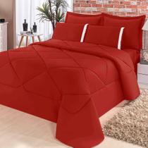 Kit Edredom + Lençol Aconchego Dupla Face Casal King 6 Pçs - Vermelho Kit Edredom + Lençol Aconchego Dupla Face Casal King 6 Pçs - Vermelho