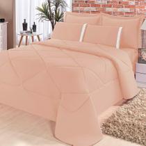 Kit Edredom + Lençol Aconchego Dupla Face Casal Padrão 6 Peças - Salmão Kit Edredom + Lençol Aconchego Dupla Face Casal Padrão 6 Peças - Salmão