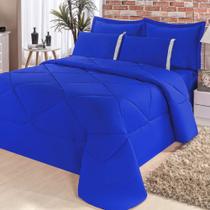 Kit Edredom + Lençol Aconchego Dupla Face Casal Queen 6 Peças - Azul Kit Edredom + Lençol Aconchego Dupla Face Casal Queen 6 Peças - Azul