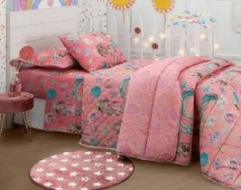 kit Edredom + Lençol de Solteiro 3 peças Kids Happy Lollipop