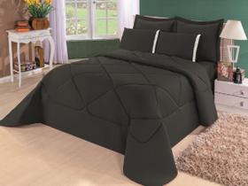 Kit Edredom + Lençol Dupla Face Casal Queen 6 Pçs Preto
