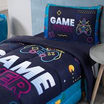Kit Edredom + Lençol Plush Fofinho Infantil Dupla Face Dream 3 Peças Solteiro - Video Game Kit Edredom + Lençol Plush Fofinho Infantil Dupla Face Dream 3 Peças Solteiro - Video Game