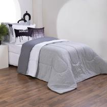 Kit Edredom Linho Colorful Solteiro 4 Peças 100% Poliéster - Cinza Kit Edredom Linho Colorful Solteiro 4 Peças 100% Poliéster - Cinza