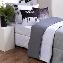 Kit Edredom Linho Colorful Solteiro cor:Cinza