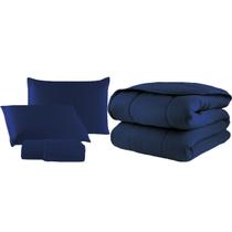 Kit Edredom Malha 100% Algodão Dupla Face Liso Completo