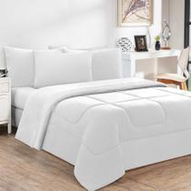 Kit Edredom Malha 100% Algodão Gran Moratta 2 Peças Solteiro - Branco/Branco