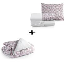 Kit Edredom Mini Cama + Lençol 4 peças Algodão Bebê Moderno