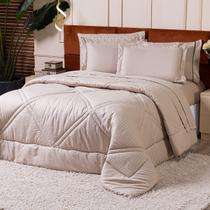 Kit Edredom Mônaco Fitado Percal Soft 300 Fios com Fronha SOLTEIRO 02 Peças - Dupla Face Listrado Acetinado Brilhante