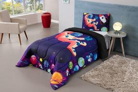 Kit Edredom Plush Fofinho Infantil Dupla Face Dream 2 Peças Solteiro - Astronauta