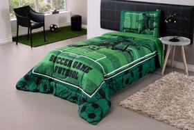Kit Edredom Plush Fofinho Infantil Dupla Face Dream 2 Peças Solteiro - Futebol