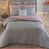 Kit Edredom Queen Glamour Cinza Casaborda 7 peças