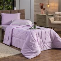 Kit Edredom SOLTEIRO 02 Peças Liso Florença Guipir Dupla Face com Fronha Tecido Percal Algodão 200 Fios Macio Conjunto Jogo Cama Cobertor Renda