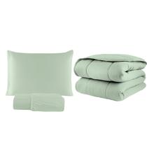 Kit Edredom Solteiro 03 Pçs Malha 100% Algodão Dupla Face Liso Kit Edredom Solteiro 03 Pçs Malha 100% Algodão Dupla Face Liso