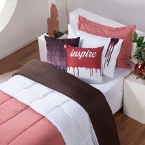 Kit Edredom Solteiro 5 Peças Linho E Hipercal 400 Fios Colorfoul