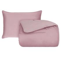 Kit Edredom Solteiro Conforter Duo Naturalle Rosa Cristal /