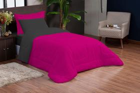Kit Edredom Solteiro Dupla face 04 Peças Pink preto Kit Edredom Solteiro Dupla face 04 Peças Pink preto