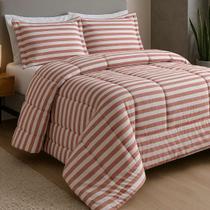 Kit Edredom Solteiro Percal 180 Fios 2 Peças Listras Kit Edredom Solteiro Percal 180 Fios 2 Peças Listras