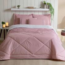 Kit Edredom Solteiro Poá Rosé Casaborda 2 peças