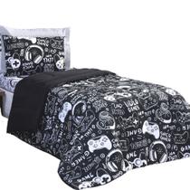 Kit Edredom Solteiro Video Game Gamer 3 peças Kit Edredom Solteiro Video Game Gamer 3 peças