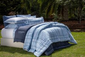 Kit Edredom Summer Comforter xadrez london azul 200 fios