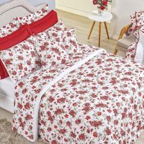 Kit Edredom Supreme Queen 5 Peças 100% Algodão 200 Fios Estampado - Rosas Vermelha Kit Edredom Supreme Queen 5 Peças 100% Algodão 200 Fios Estampado - Rosas Vermelha
