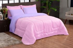 Kit Edredom Ternura Casal Queen Dupla Face 05 Peças - Rosa e Lilás Kit Edredom Ternura Casal Queen Dupla Face 05 Peças - Rosa e Lilás