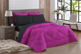 kit Edredon queen fabuloso Dupla face Dupla Face Pink Preto com 5 peças kit Edredon queen fabuloso Dupla face Dupla Face Pink Preto com 5 peças